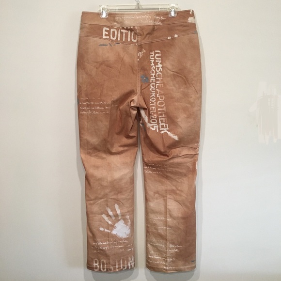 MAGDA ROSE Vienna Printed Pants, Size 44, Tan - Picture 2 of 3